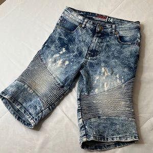 Chams Boy's Moto Washed Sand Blasted Denim Jeans.